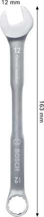 Kunci kombinasi Bosch 12 mm krom vanadium.